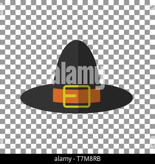Pilgrim Hat. EPS10 vector illustration on transparent plaid background Stock Vector