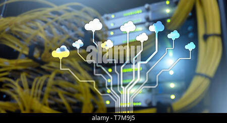Cloud Information Computing Technology concept. Conceptual banner on server rack background Stock Photo