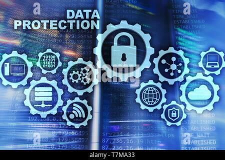 Server data protection concept. Safety of information from virus cyber digital internet technology Stock Photo