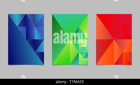 Abstract polygonal gradient triangle mosaic poster template design set Stock Vector