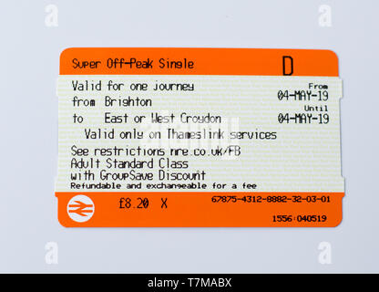 National rail ticket - Single off peak single journey Stock Photo