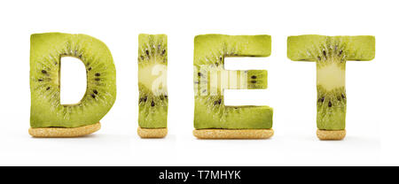 Word Diet Made from Kiwi Letters isolated on white background. Stock Photo