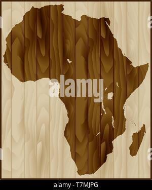 Africa map on wood background Stock Vector