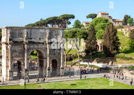 Arch of Constantine taken from the Colosseum, the largest triumphal arch in Rome, Italy Stock Photo