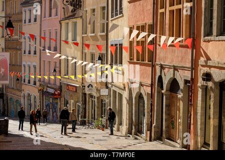 France, Rhône, Lyon, 1st district, Les Pentes district of La Croix Rousse, Montée de la Grande Côte Stock Photo