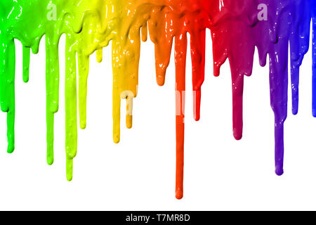 Different colors of paint dripping Stock Photo