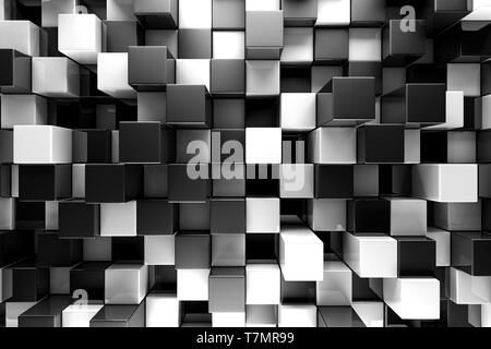 Black and white blocks abstract background Stock Photo