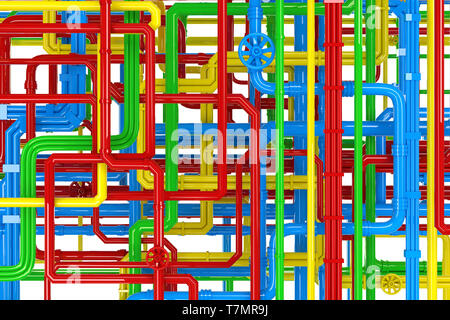 Maze of colorful pipes background Stock Photo