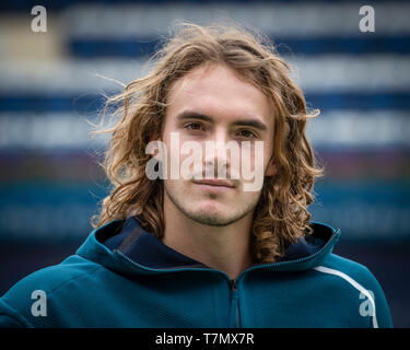 Portrait of Greek tennis player Stefanos Tsitsipas, Dubai, United Arab Emirates Stock Photo