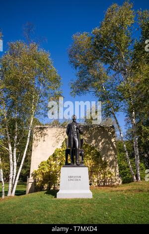 United States, New England, New Hampshire, Cornish, Saint-Gaudens National Historic Site, former home of 19th century sculptor, Augustus Saint-Gaudens, statue of Abraham Lincoln Stock Photo