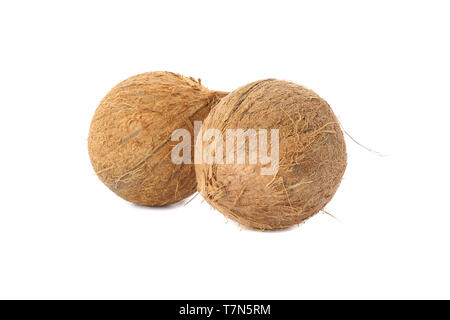 Fresh tropical coconuts isolated on white background Stock Photo