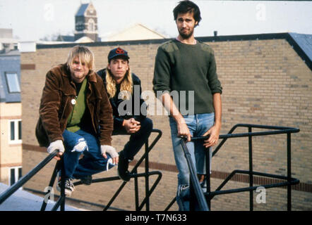 NIRVANA American rock group in October 1990. From left: Kurt Cobain, Dave Grohl, Krist Novoselic. Photo: Hanne Jordan Stock Photo
