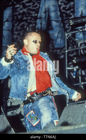 THE PRODIGY UK rock group with Keith Flint at the U(& concert in Leeds  in August 1997. Stock Photo