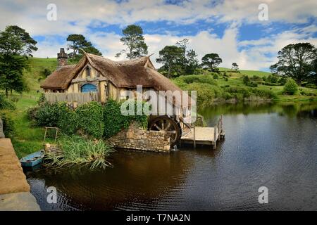 Hobbiton - landscape New Zealand, the place in Middle-earth. Stock Photo