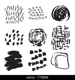 Set of abstract vector brush strokes. Hand drawn shaes Stock Vector