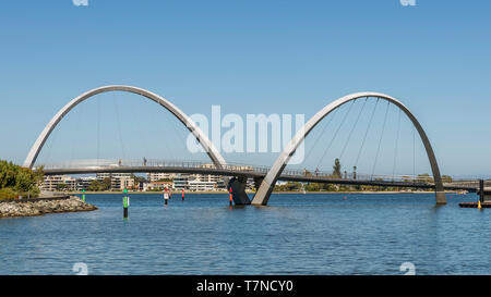 The futuristic forms of Elizabeth Quay's pedestrian bridge in Perth, Western Australia Stock Photo
