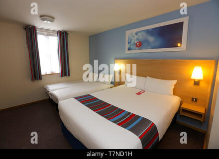 Travel Lodge Hotel room interior, in Manchester, UK Stock Photo
