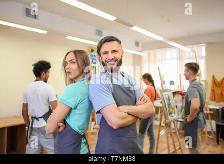 Portrait of students in art school Stock Photo