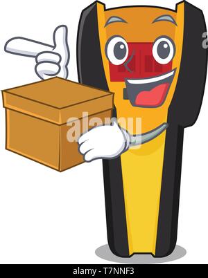 With box stud finder in the cartoon shape Stock Vector