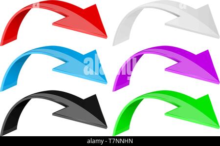 Down arrows. Colored 3d icons set Stock Vector