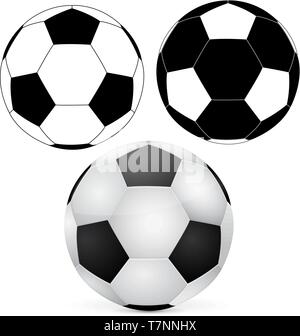Soccer ball. Outline and 3d elements Stock Vector