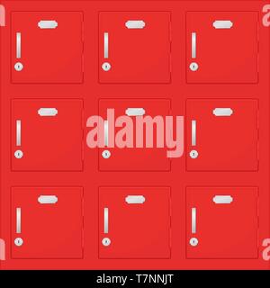 Safety deposit boxes. Red lockers Stock Vector