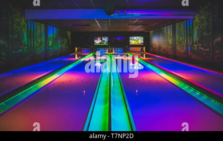 Colorful bowling evening in Amsterdam, The Netherlands Stock Photo