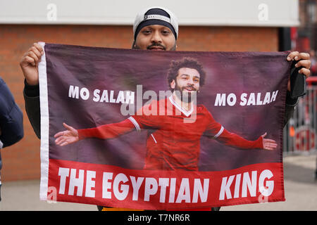 Fans at Anfield before the match  7th Mayl 2019 , Anfield Stadium, Liverpool, England;  UEFA Champions League Semi Final, Second Leg, Liverpool FC vs FC Barcelona   Credit: Terry Donnelly/News Images Stock Photo