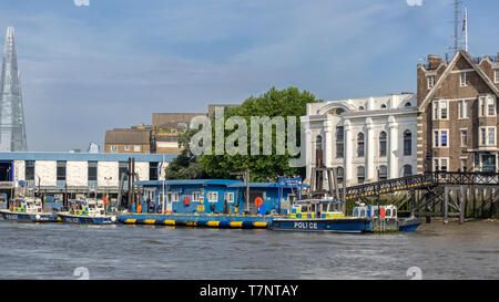 LONDON, UK - JULY 04, 2018:  Metropolitan Police Marine Policing Unit in Wapping seen from the River Thames Stock Photo