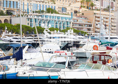 MONTE CARLO, MONACO - AUGUST 20, 2016: Monte Carlo harbor in a summer day in Monte Carlo, Monaco.