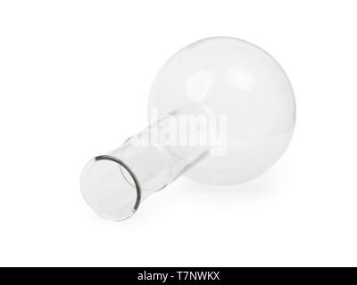Empty chemical glass laboratory flask isolated on white background Stock Photo