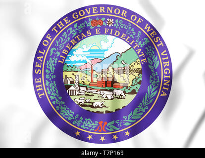 3D Governor of West Virginia seal, USA. 3D Illustration. Stock Photo