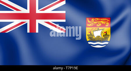 3D Flag of New Brunswick (1950), Canada. 3D Illustration. Stock Photo