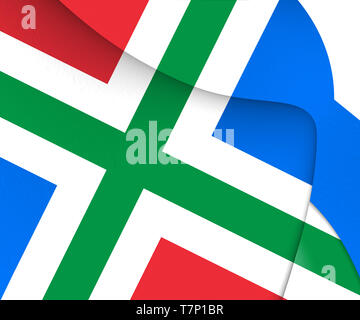 3D Flag of Groningen Province, Netherlands. 3D Illustration. Stock Photo