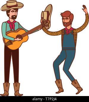 farmers men with musical instrument Stock Vector