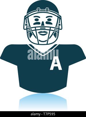 American Football Player Icon. Shadow Reflection Design. Vector Illustration. Stock Vector
