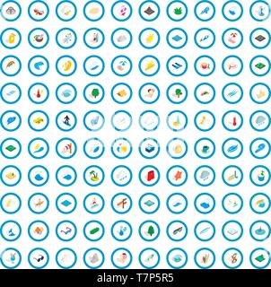 100 water recreation icons set, isometric 3d style Stock Vector