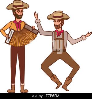 farmers men with musical instrument Stock Vector