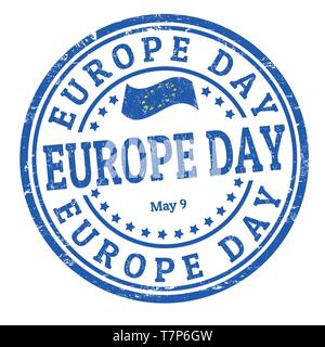 Europe day sign or stamp on white background, vector illustration Stock Vector