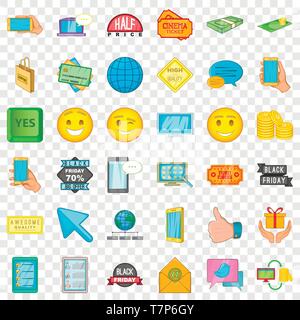 Buy in internet icons set, cartoon style Stock Vector