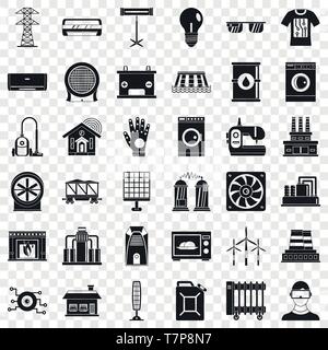 Saving energy icons set, simple style Stock Vector