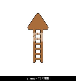 Vector icon concept of wooden ladder with arrow showing up. Stock Vector