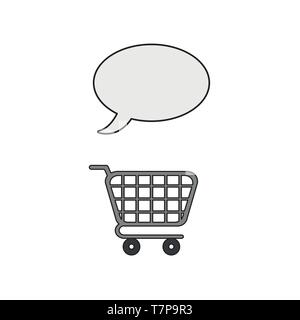 Vector icon concept of blank speech bubble over shopping cart. Stock Vector