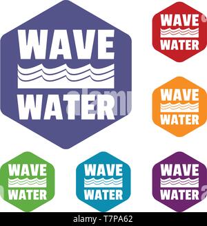 Wave water icons vector hexahedron Stock Vector
