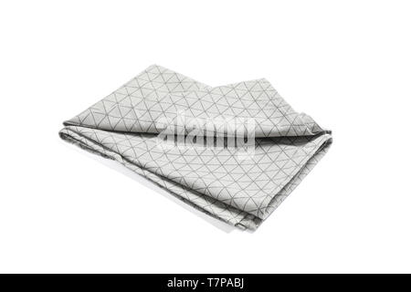 Folded grey napkin isolated on white background Stock Photo