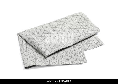 Folded grey napkin isolated on white background Stock Photo