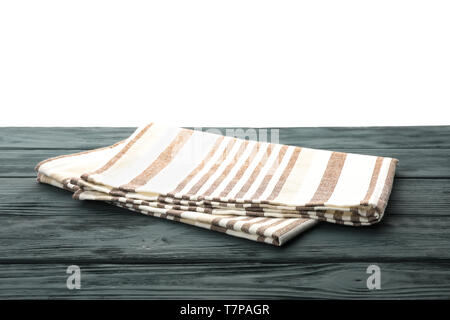 Fabric napkin on table against white background, space for text Stock Photo