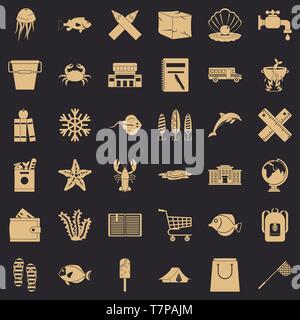 Crab icons set, simle style Stock Vector