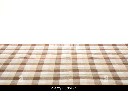 Checkered napkin against white background, space for text Stock Photo