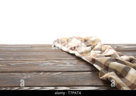 Fabric napkin on table against white background, space for text Stock Photo